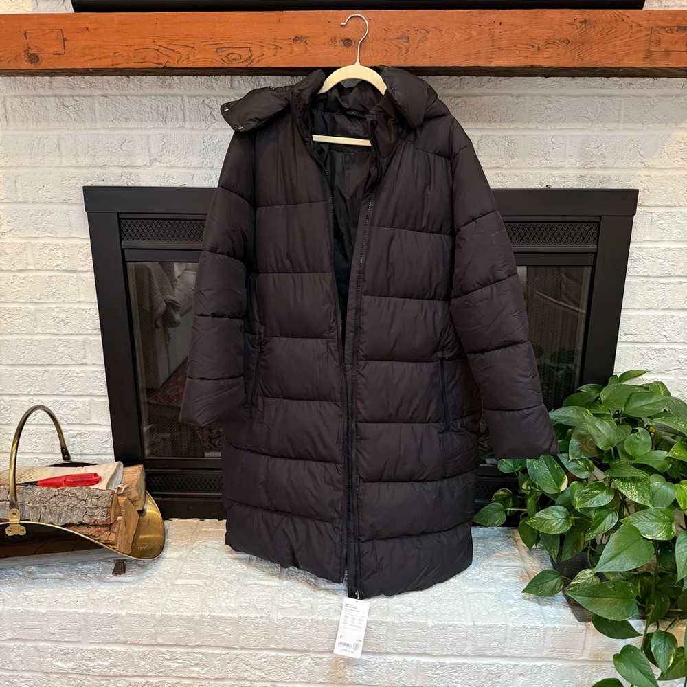Athleta Stratus Puffer Parka Black Medium NWT Hooded Coat